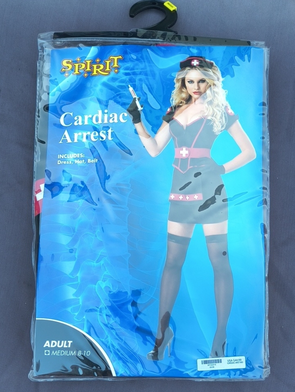 Spirit Cardiac Arrest Adult Hat & Dress Costume - Size Medium 8-10 Womens